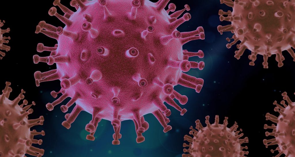 Et forstørret Covid-19 virus som forårsaket børskrakket